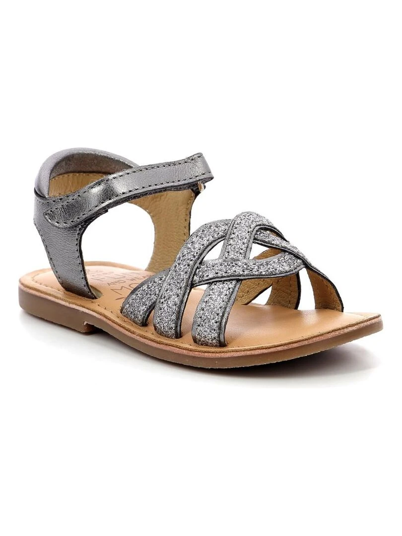 Sandales Cuir Caweave Gris