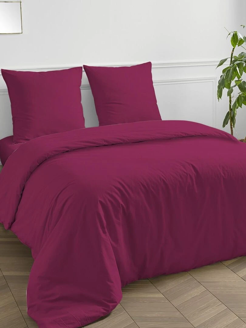 Future Home Housse de couette en coton 57 fils unie Magenta