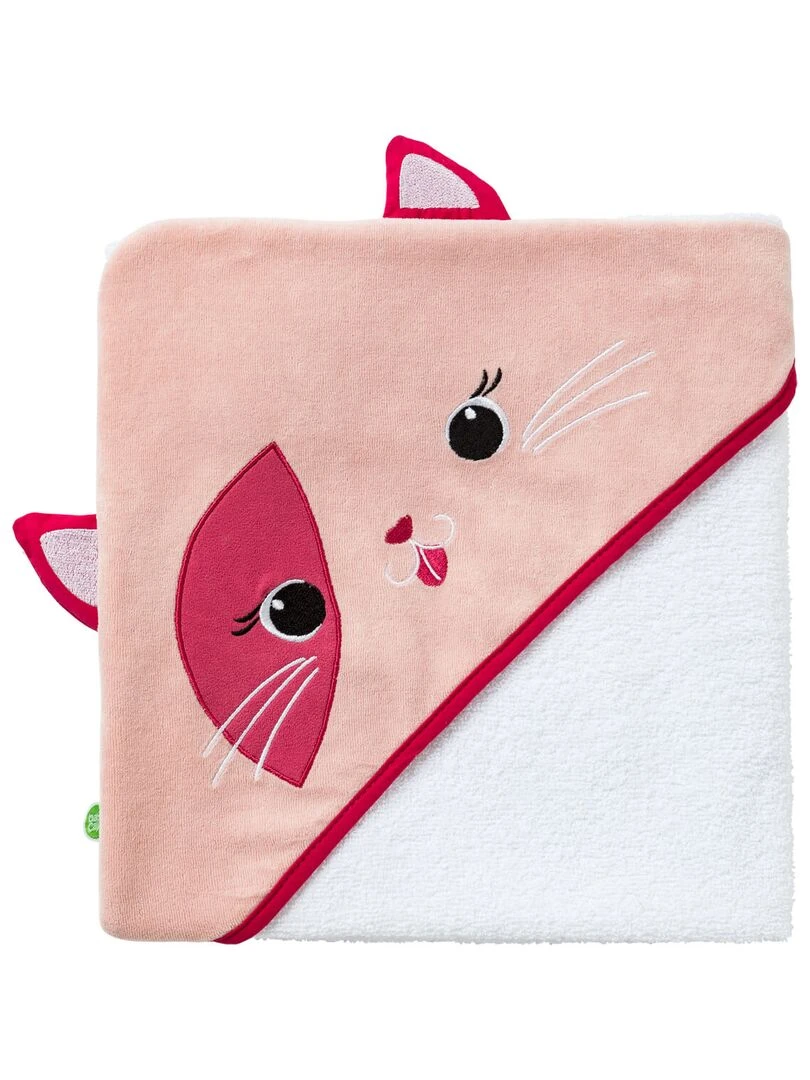 Cape de bain ludique 75x75 cm Chat Rose