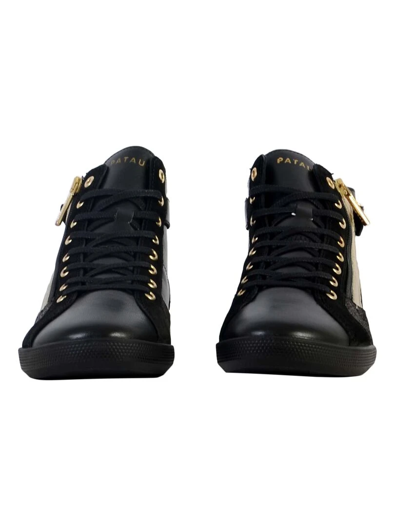 Basket Montante Cuir Pataugas Palme   Noir