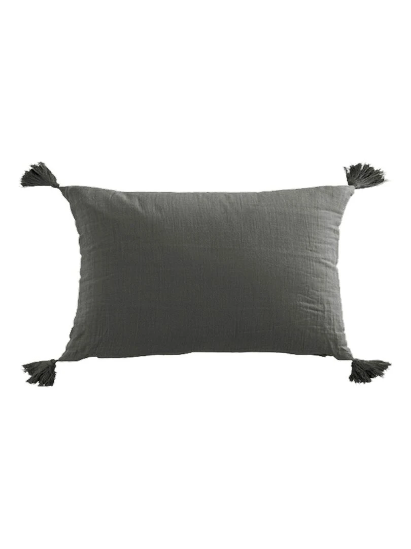 Coussin en double gaze de coton 'Deko&co' Gris foncé
