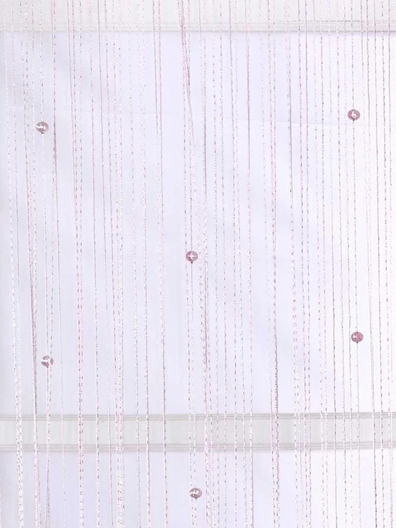 Rideau de fils colorés et argentés avec perles   Rose clair