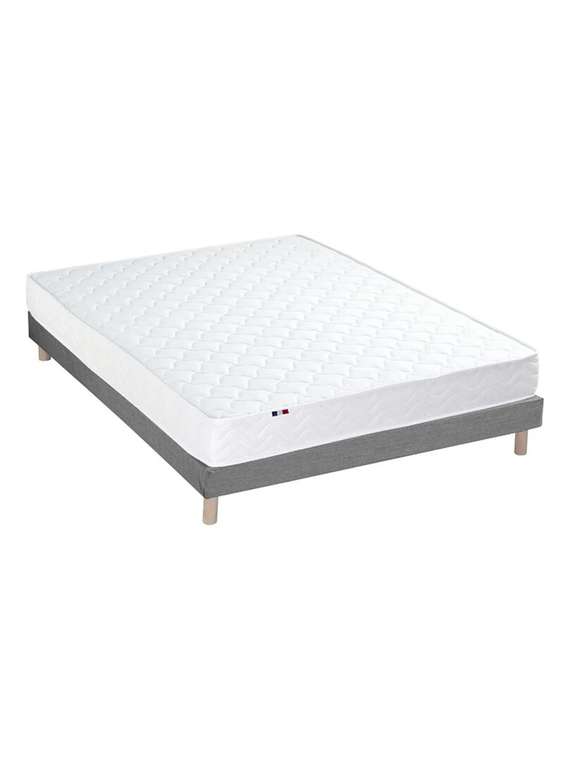 Ensemble Matelas accueil Latex 3 zones INITIAL Mousse & Latex + Sommier Sommier Gris chiné Gris Blanc