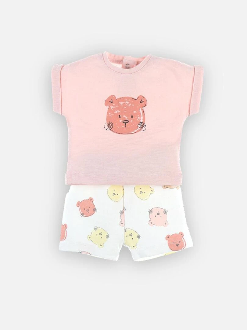 Set t shirt + short en coton BIO  terry   Noukie's   Rose
