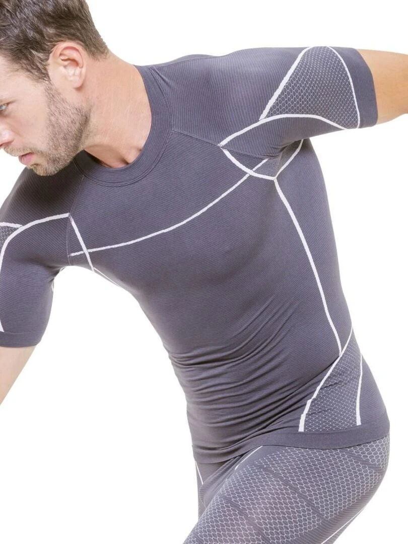 T shirt de compression running Cellutex   Gris clair