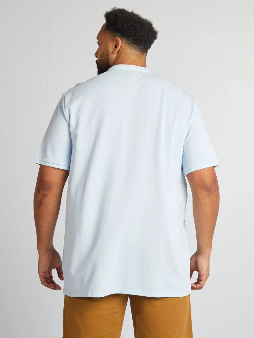 Polo en piqué de coton à col   Bleu ciel