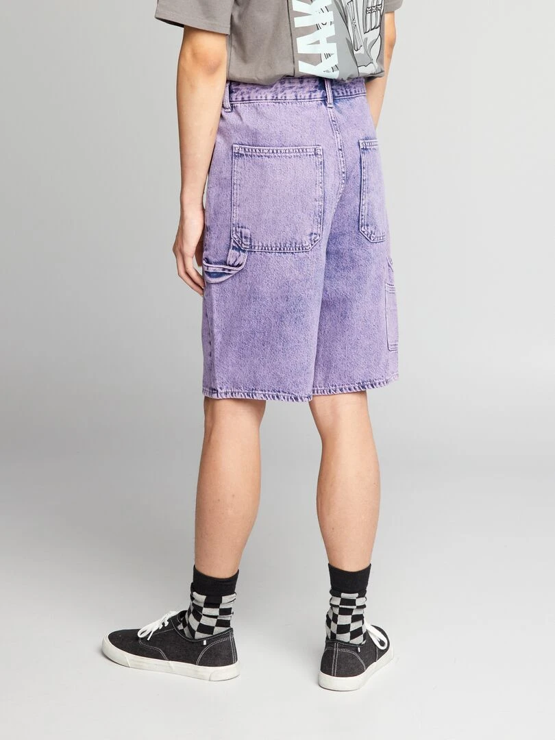 Short en jean délavé   Violet