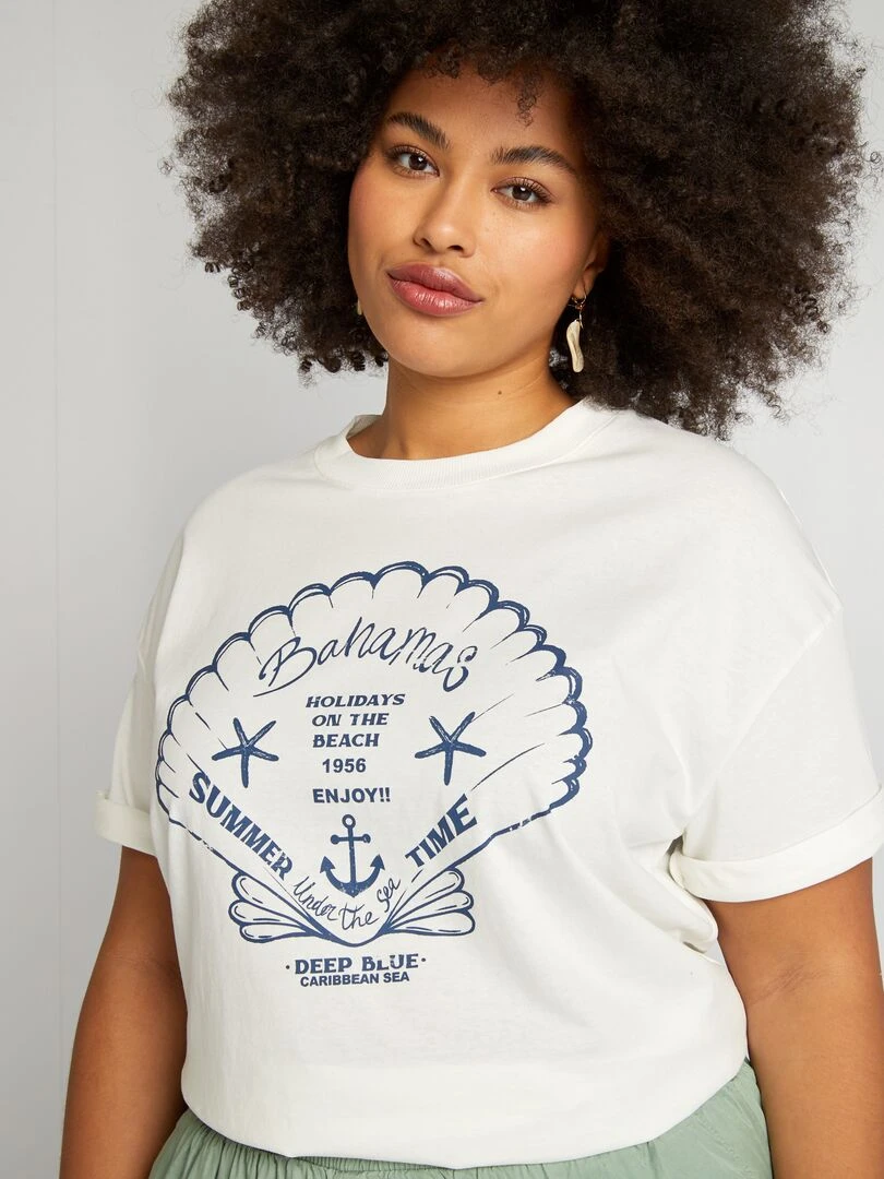 T shirt imprimé coquillage Blanc