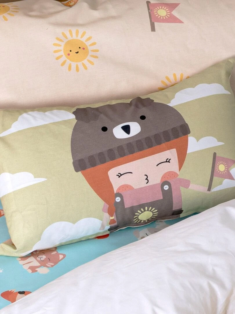 Housse de coussin Camping "Happyfriday" Blanc