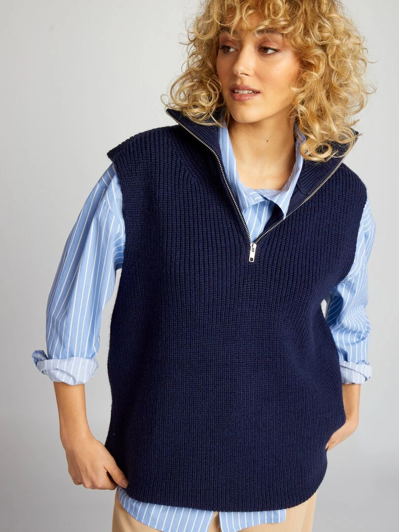 Pull camionneur sans manches Bleu
