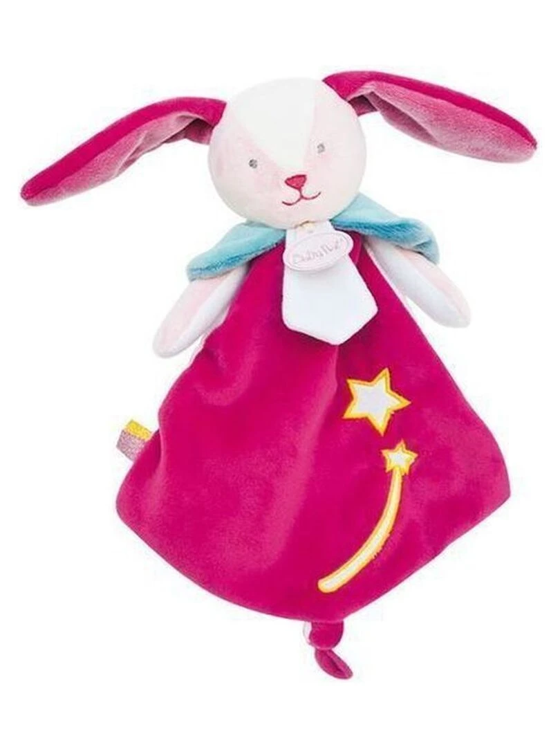 doudou Babynat Lapin Rose Luminescent Etoile BN0312 Les Cometes Plat Rose