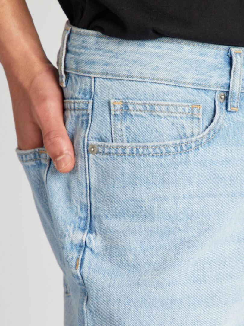 Short élastique en coton   Bleu