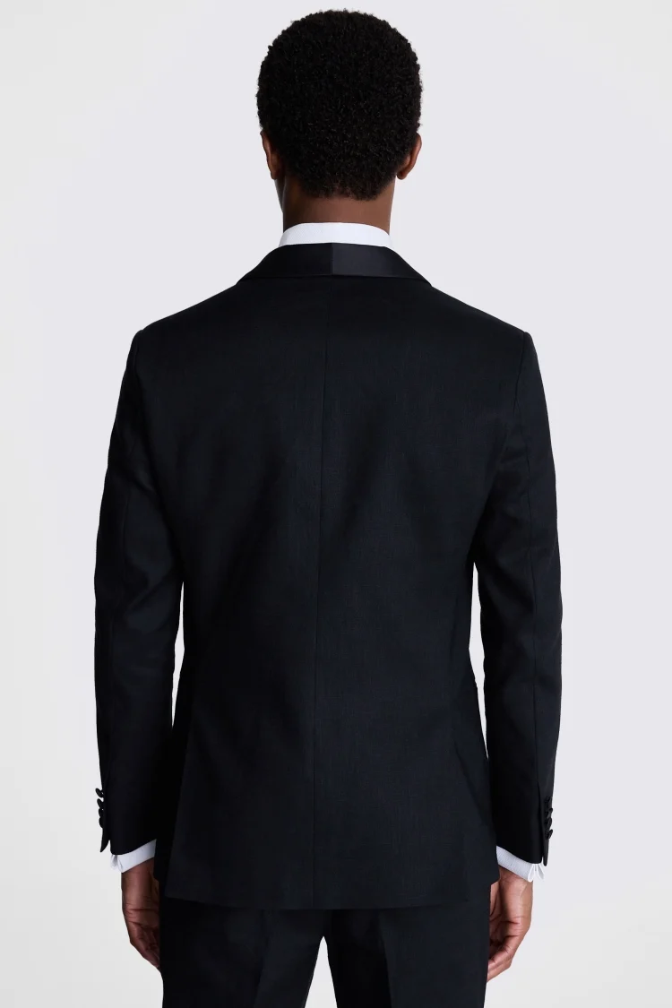 Tailored Fit Black Linen Shawl Tuxedo Jacket   Buy Online at Moss