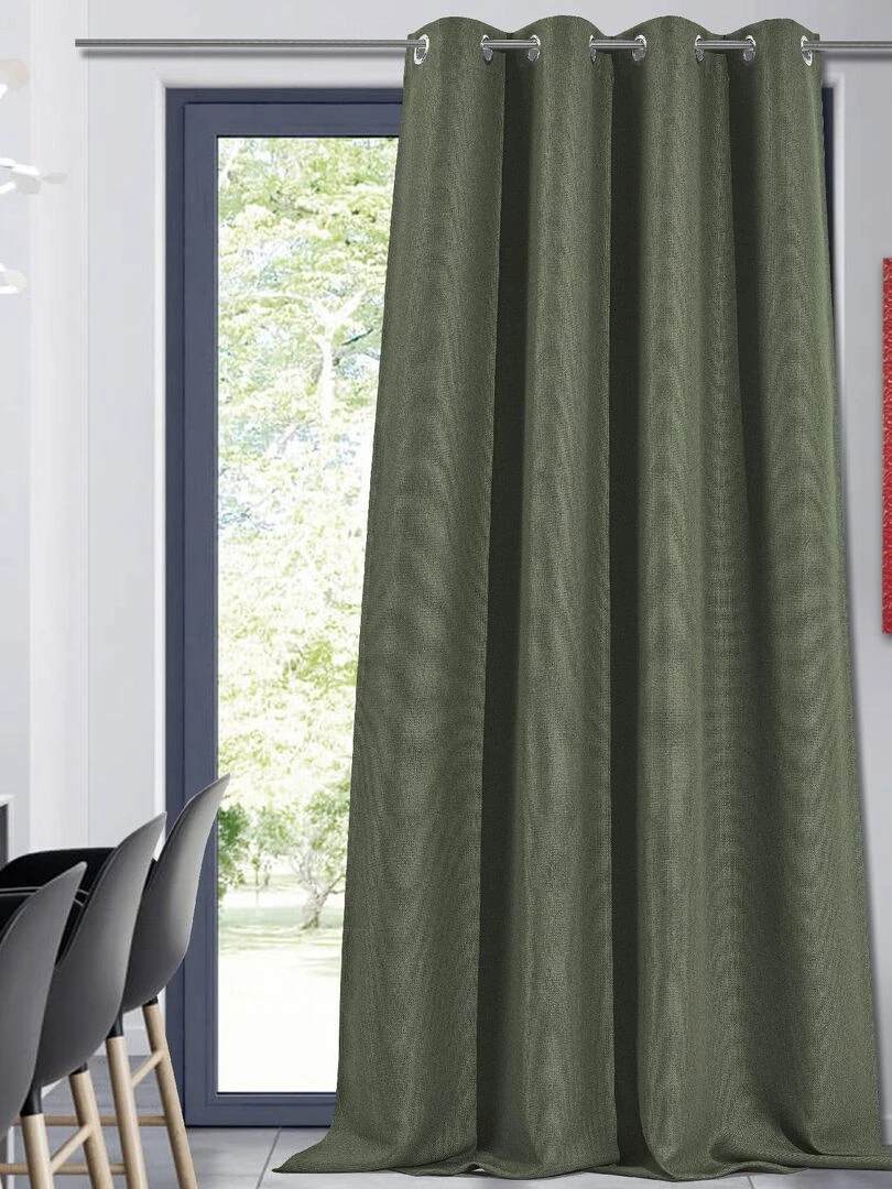 Rideau occultant en toile unie Vert olive