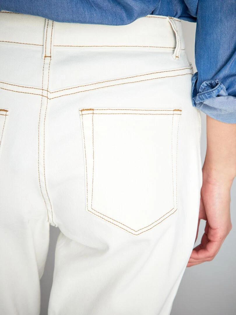 Jean mom à taille très haute   L34   Blanc cassé