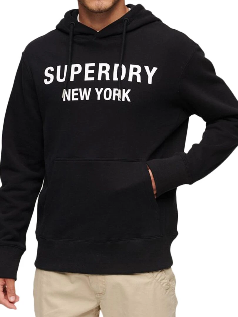 Sweat à Capuche Superdry Luxury Sport Loose Hood Noir