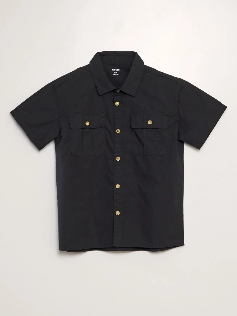 Chemise à manches courtes en lin noir