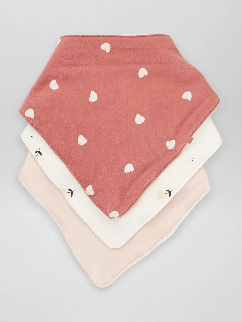 Lot de 3 bavoirs triangle Rose