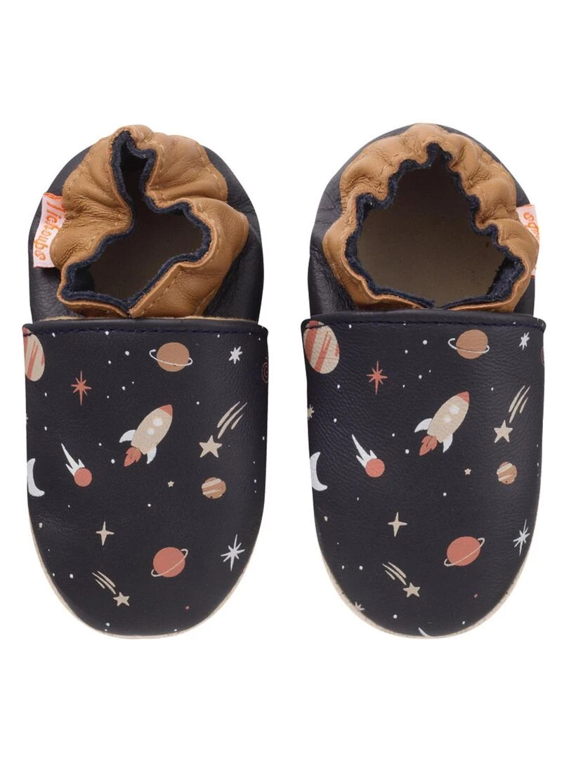 Chaussons bébé cuir souple Maxence dans l'espace Bleu marine