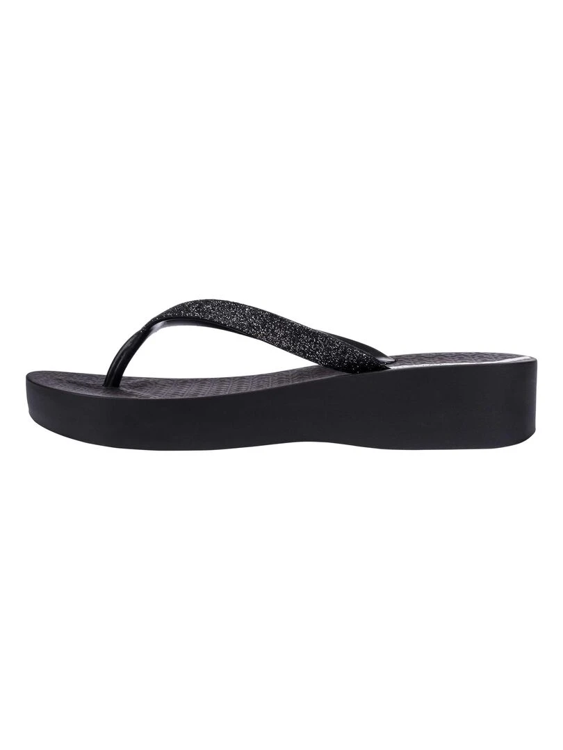 Tong Compensées à Enfiler Ipanema Mesh Chic Plat Noir