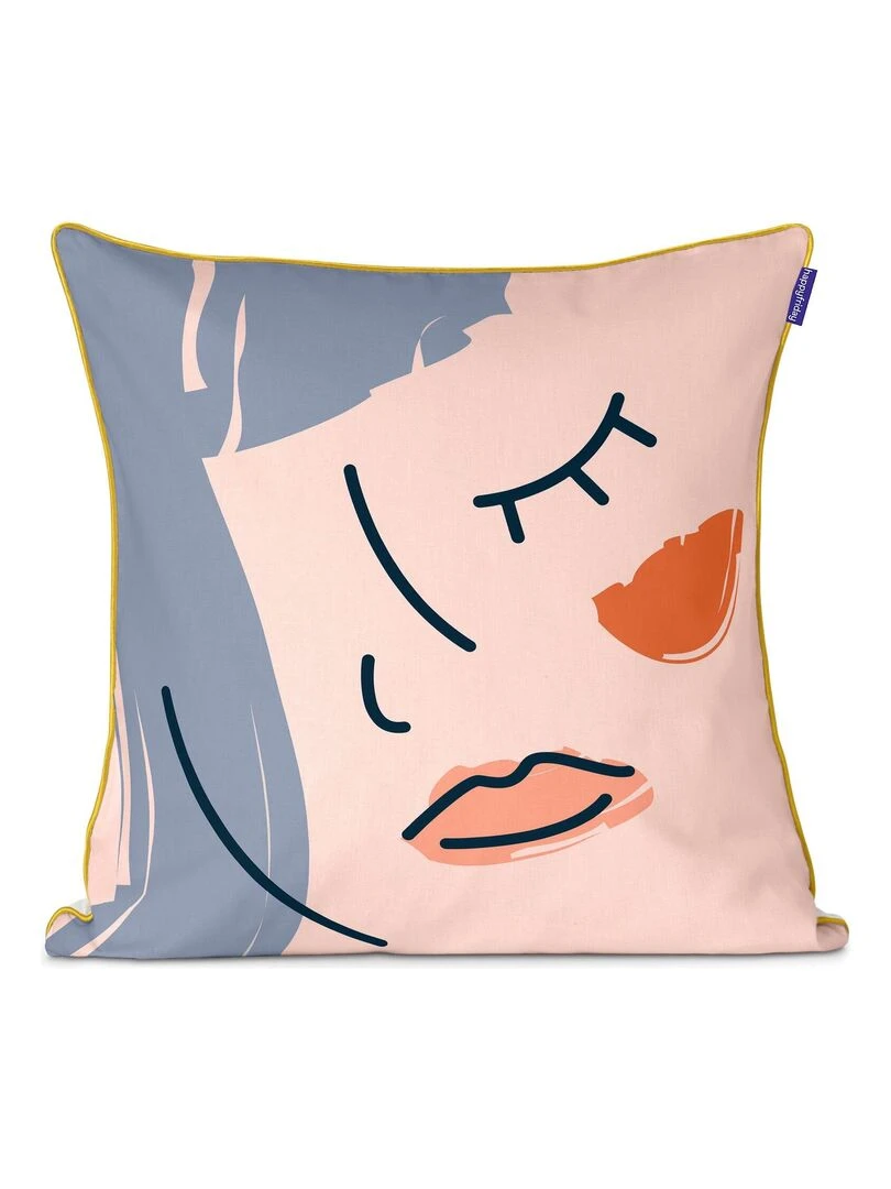 Housse de coussin décoratif Silhouette "Happyfriday" Blanc