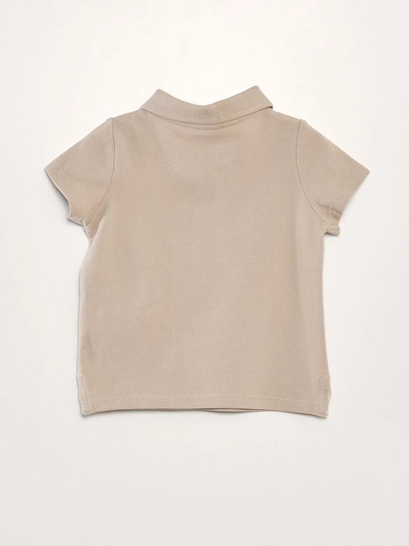 Polo en piqué de coton 'palmier'   Beige