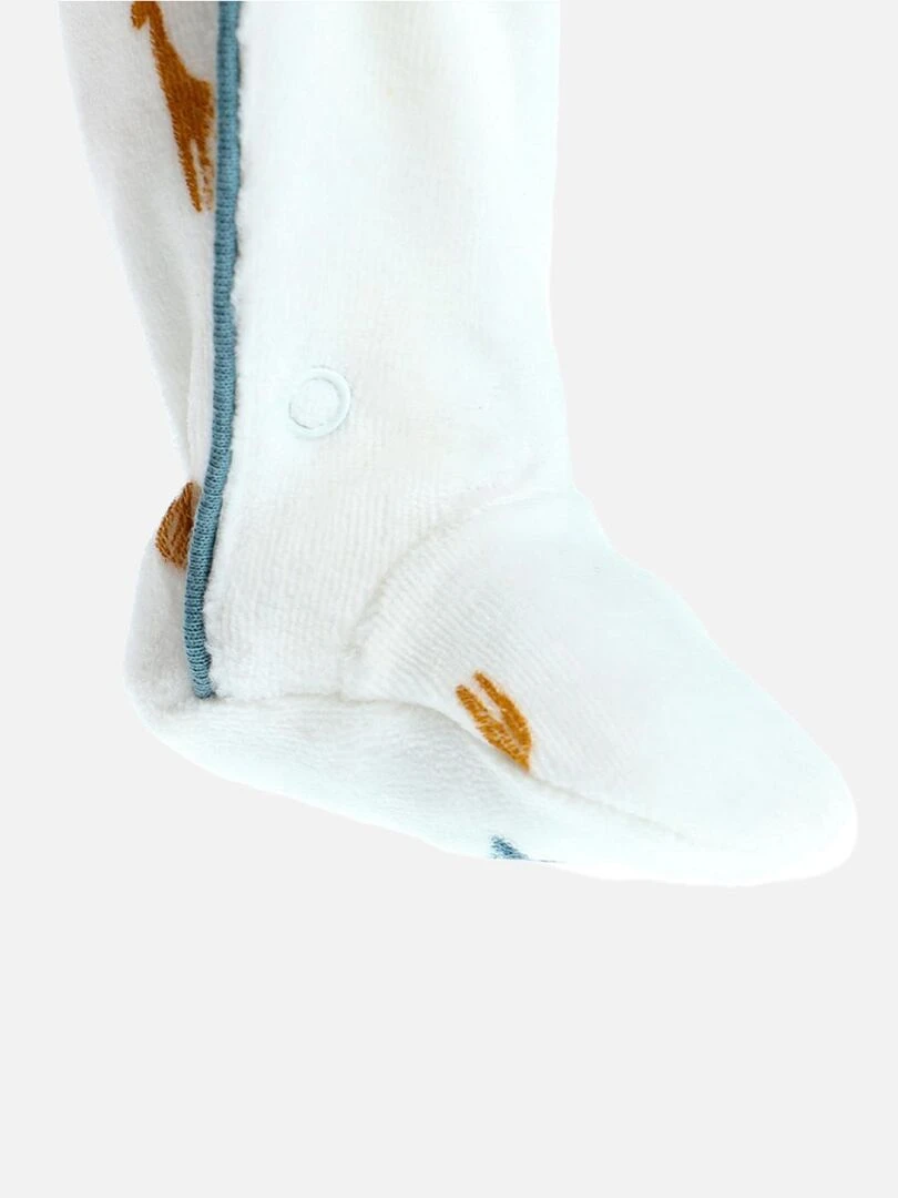 Pyjama dinosaure en velours  blanc/bleu   Noukie's   Blanc