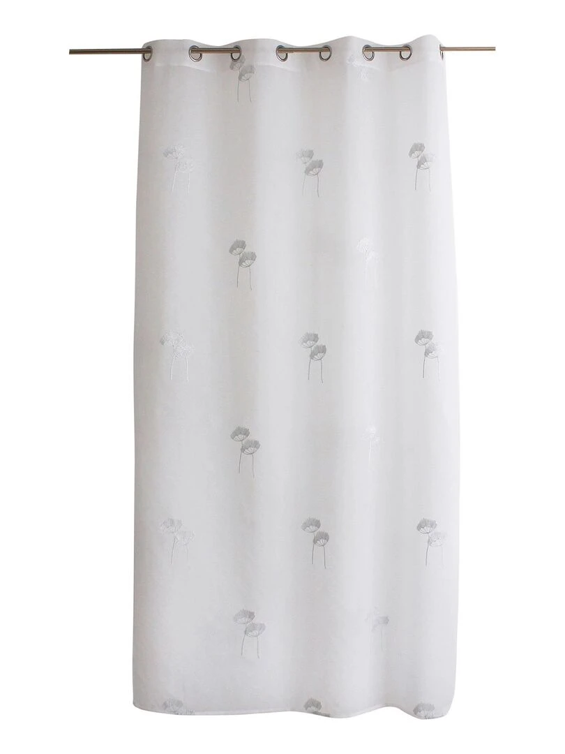 Voilage tamisant aux broderies florales   Gris clair