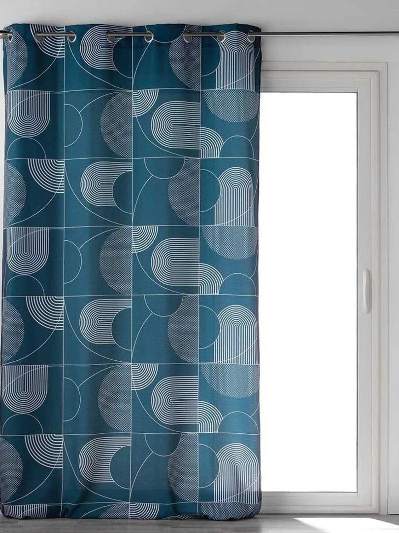 Rideau tamisant esprit graphique   Bleu