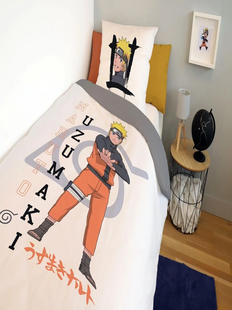 Housse de couette Naruto Shippuden Naruto & Sasuke 140x200 cm 100% Coton Ecru