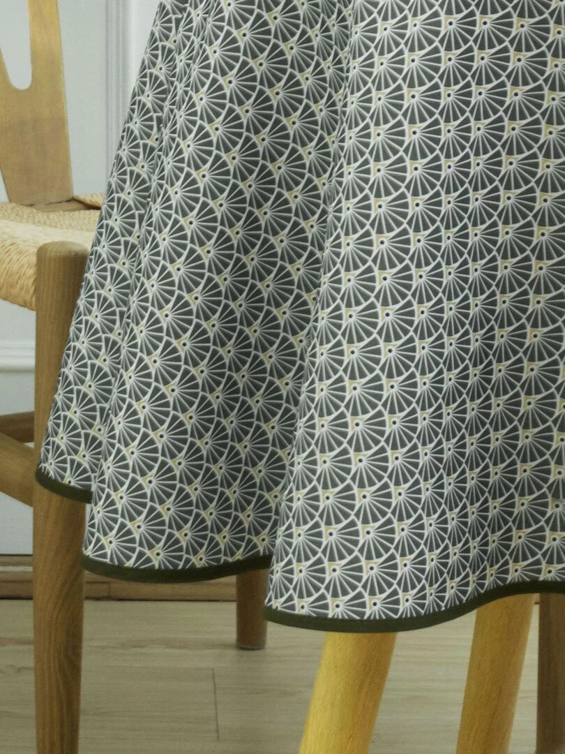 Nappe ronde imprimée et anti taches Vert olive