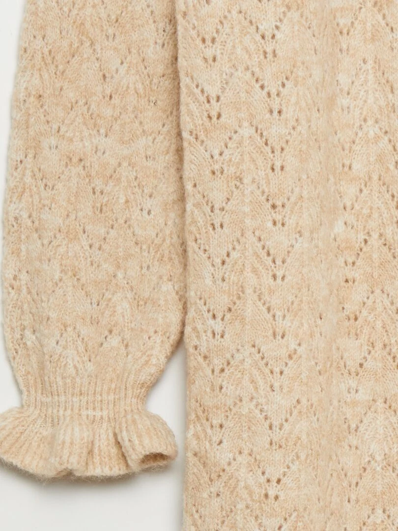 Robe pull maille ajourée   Beige
