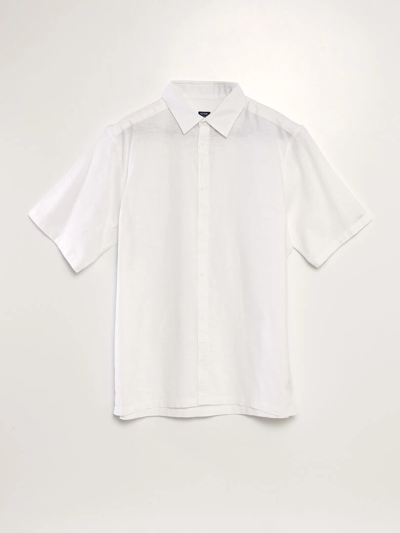 Chemise à manches courtes avec lin blanc