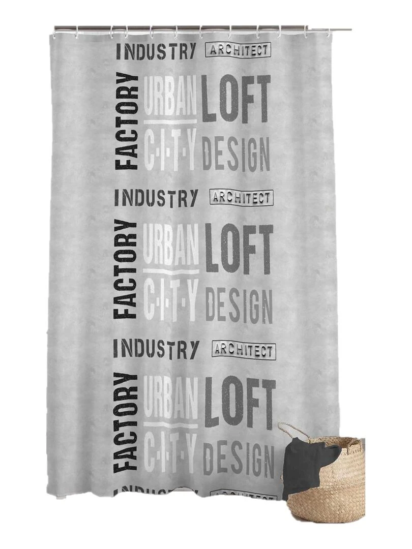 Rideau de douche Modele Urban Loft City Gris