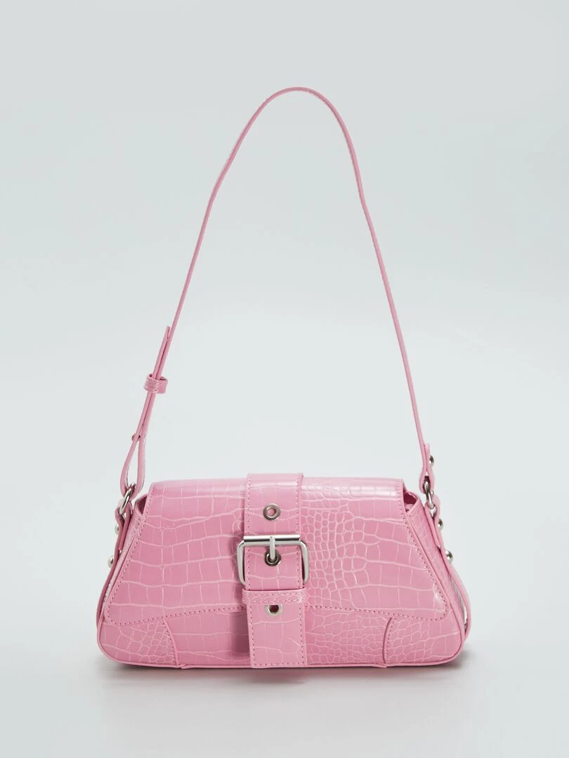 Sac porté épaule effet croco   Rose