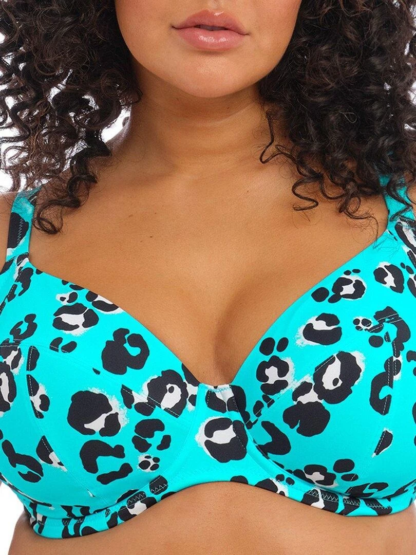 Haut de maillot léopard grande taille Kotiya Bleu