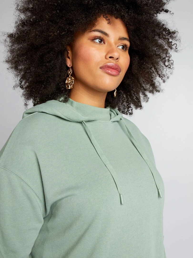 Sweat long à capuche   Vert