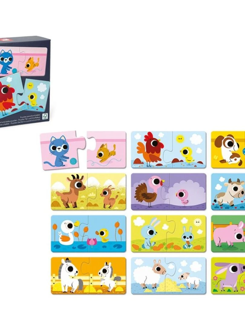 Puzzles 2 pieces parents et bebes animaux   N/A