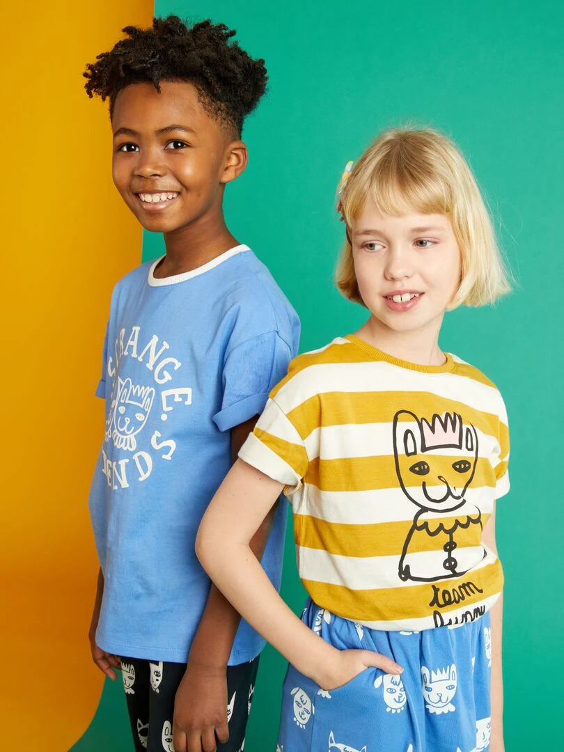 Tee shirt à col rond X Little Bad Wolf Moutarde/blanc