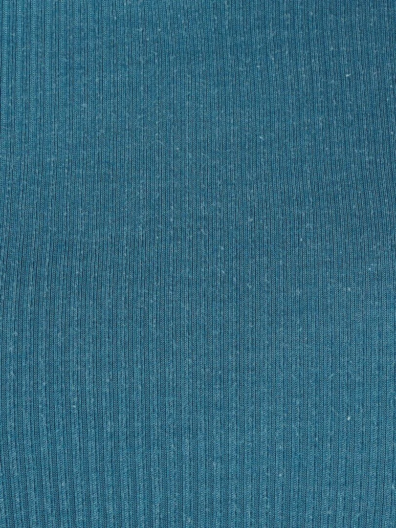 T shirt col rond maille côtelée Thermolactyl   Damart   Bleu pétrole