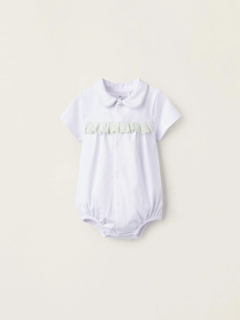Body en Coton avec Broderie Anglaise Nouveau Née Blanc