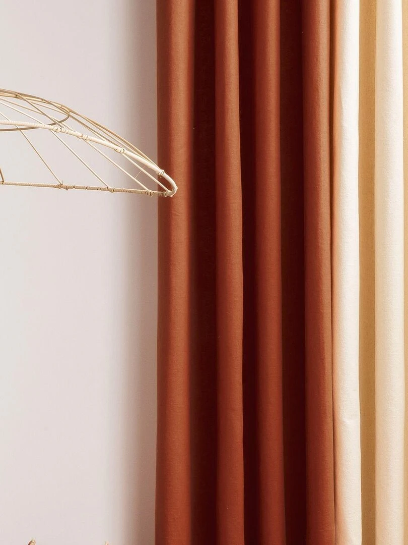 Rideau en coton recyclé avec œillets 'Deko&co' Rouge foncé
