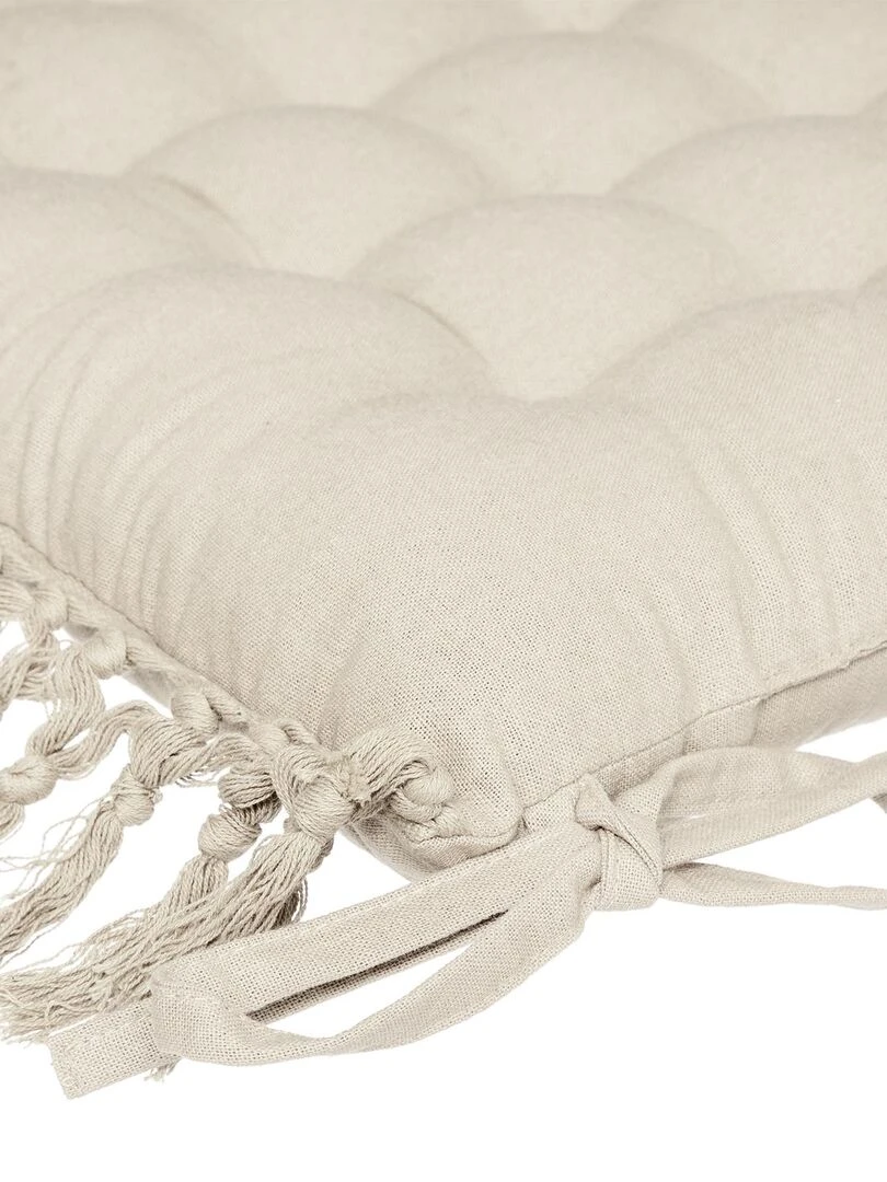 Galette de chaise en macramé Beige coquille