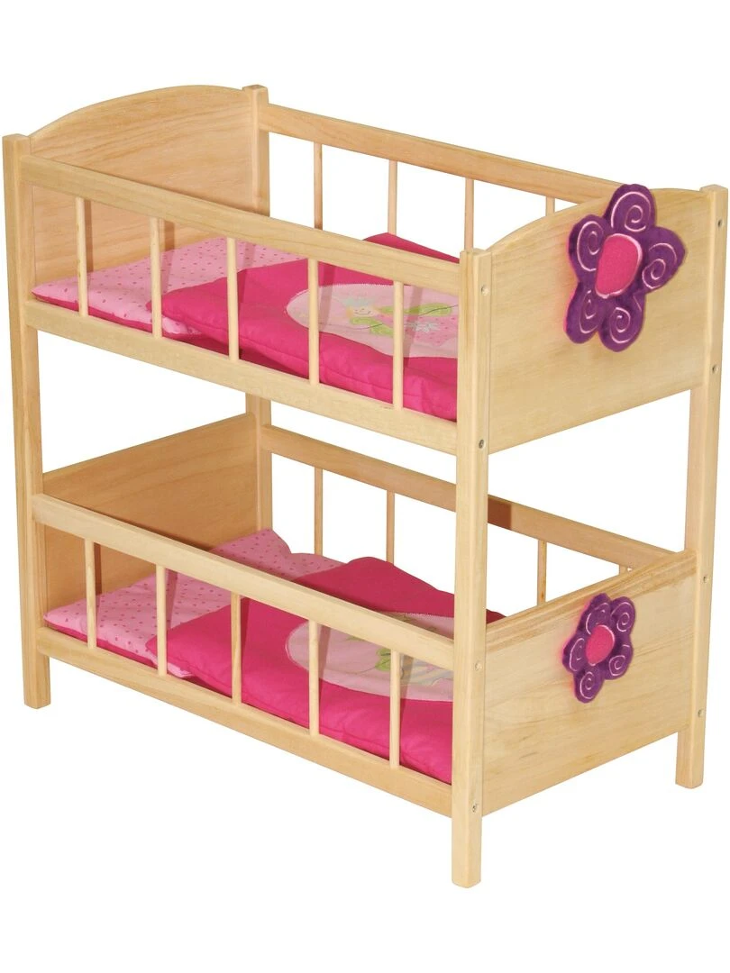 ROBA Lit Superposé pour Poupée Jumelle en Bois "Happy Fee" + Équipement Textile Naturel/ Rose N/A