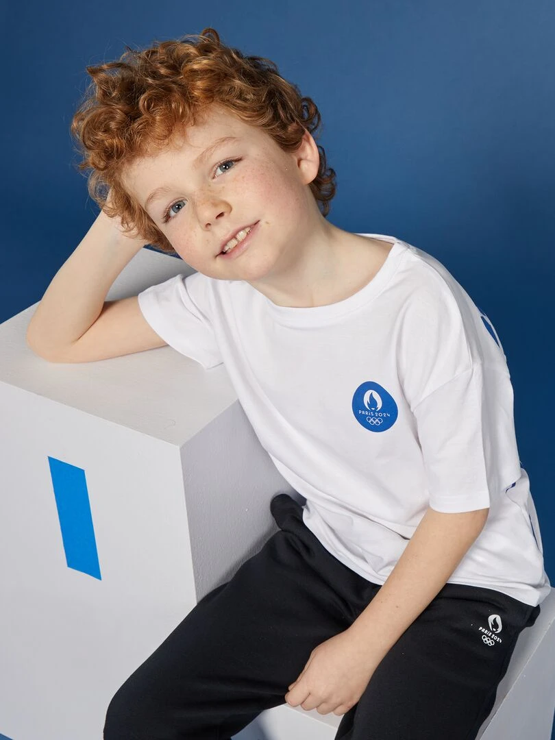 T shirt large en coton Paris 2024 Blanc