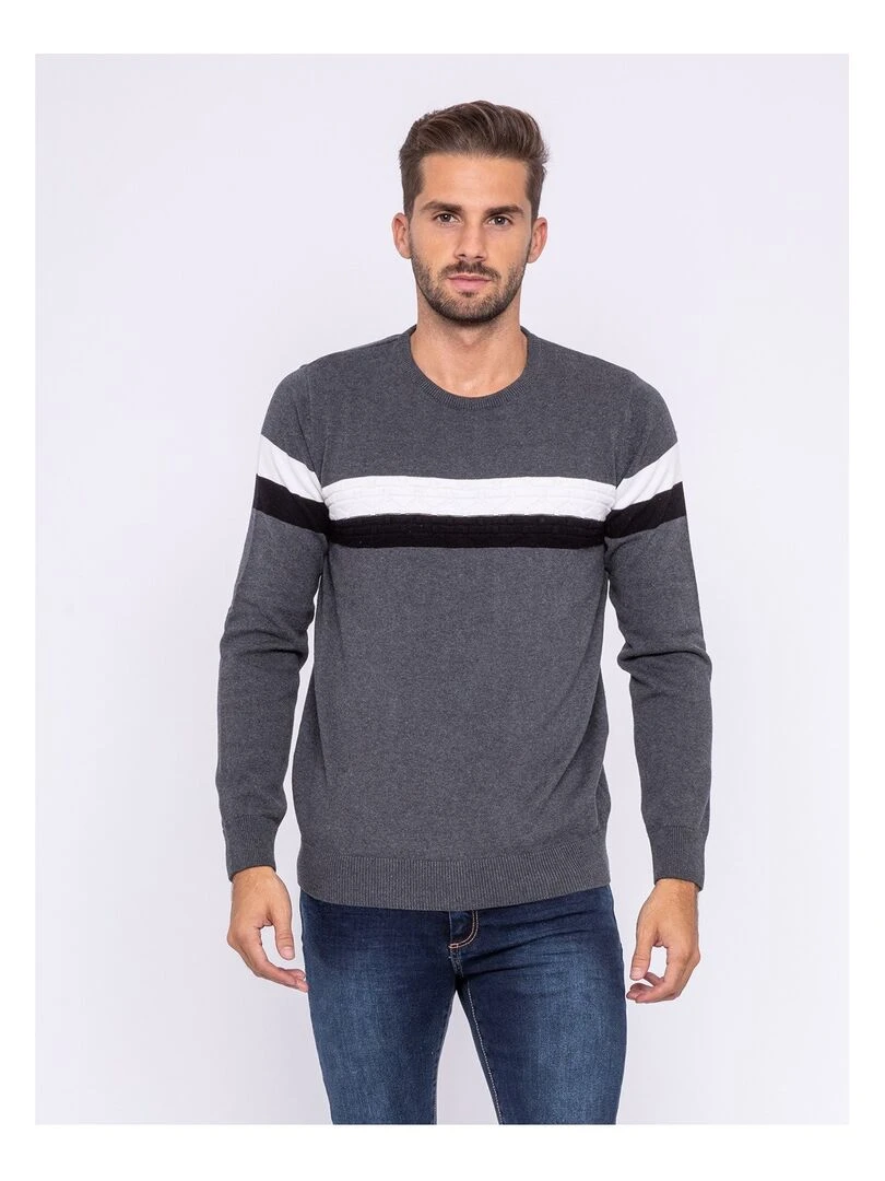 Pull col rond LUFAROL Gris foncé