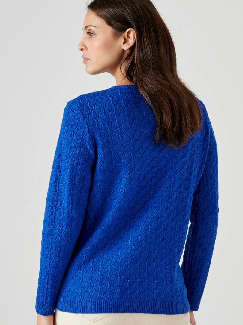 Pull maille ajourée   Damart   Bleu