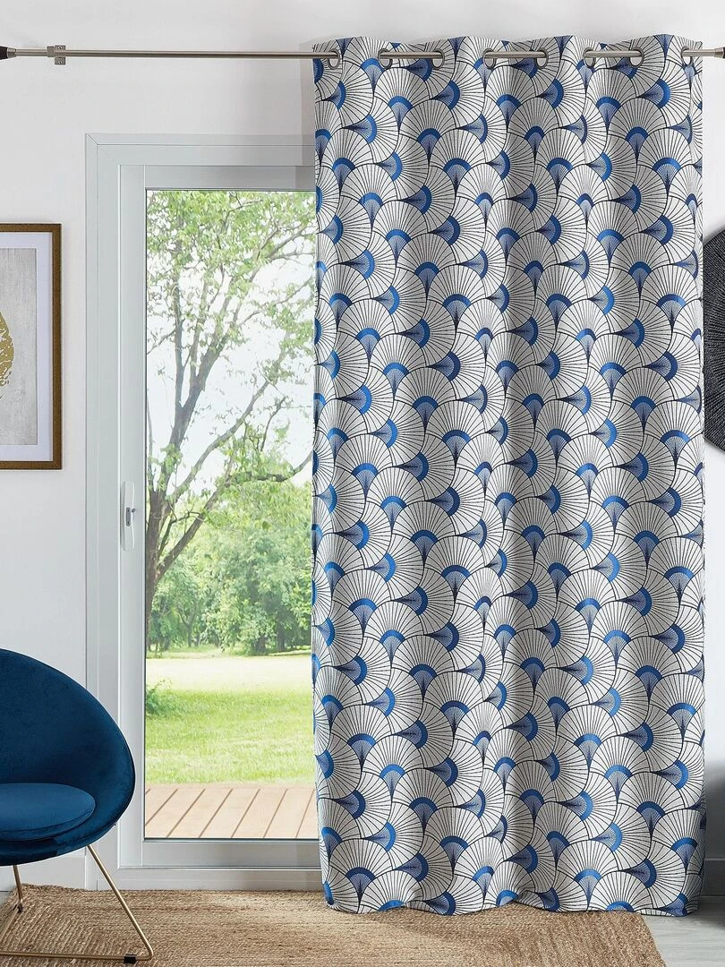 Rideau d'ameublement en jacquard Bleu