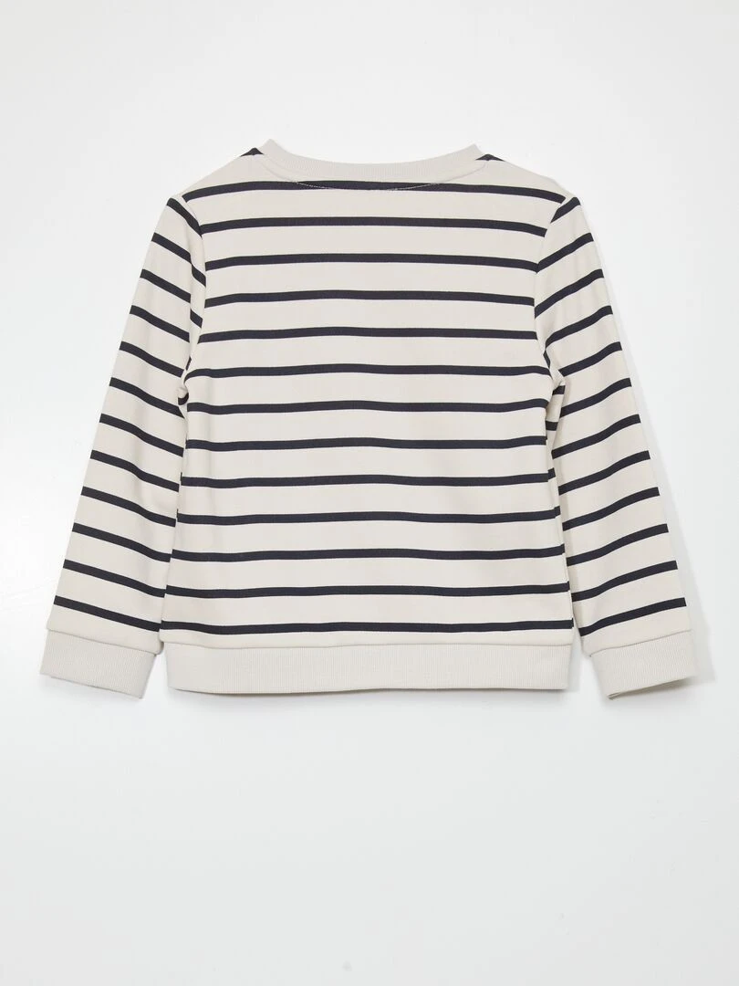 Sweat en molleton à larges rayures   Blanc