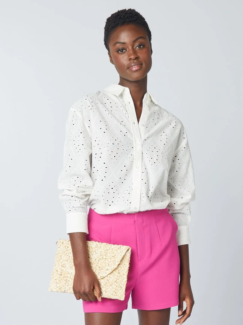 Chemise à broderies anglaises Blanc
